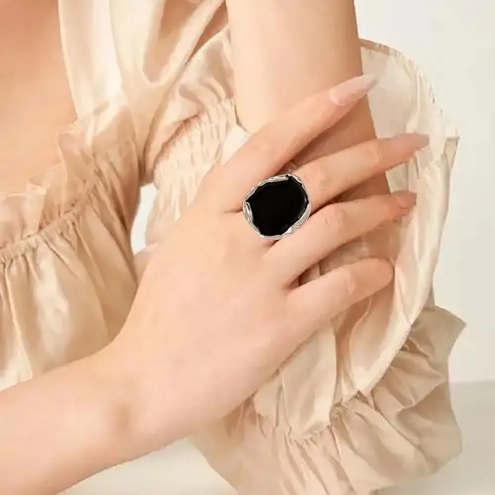 Statement Rings For Women Chunky Gold Ring Unique Cocktail Rings Vintage Big Black Drip Ring Fashion Punk Jewelry For Women