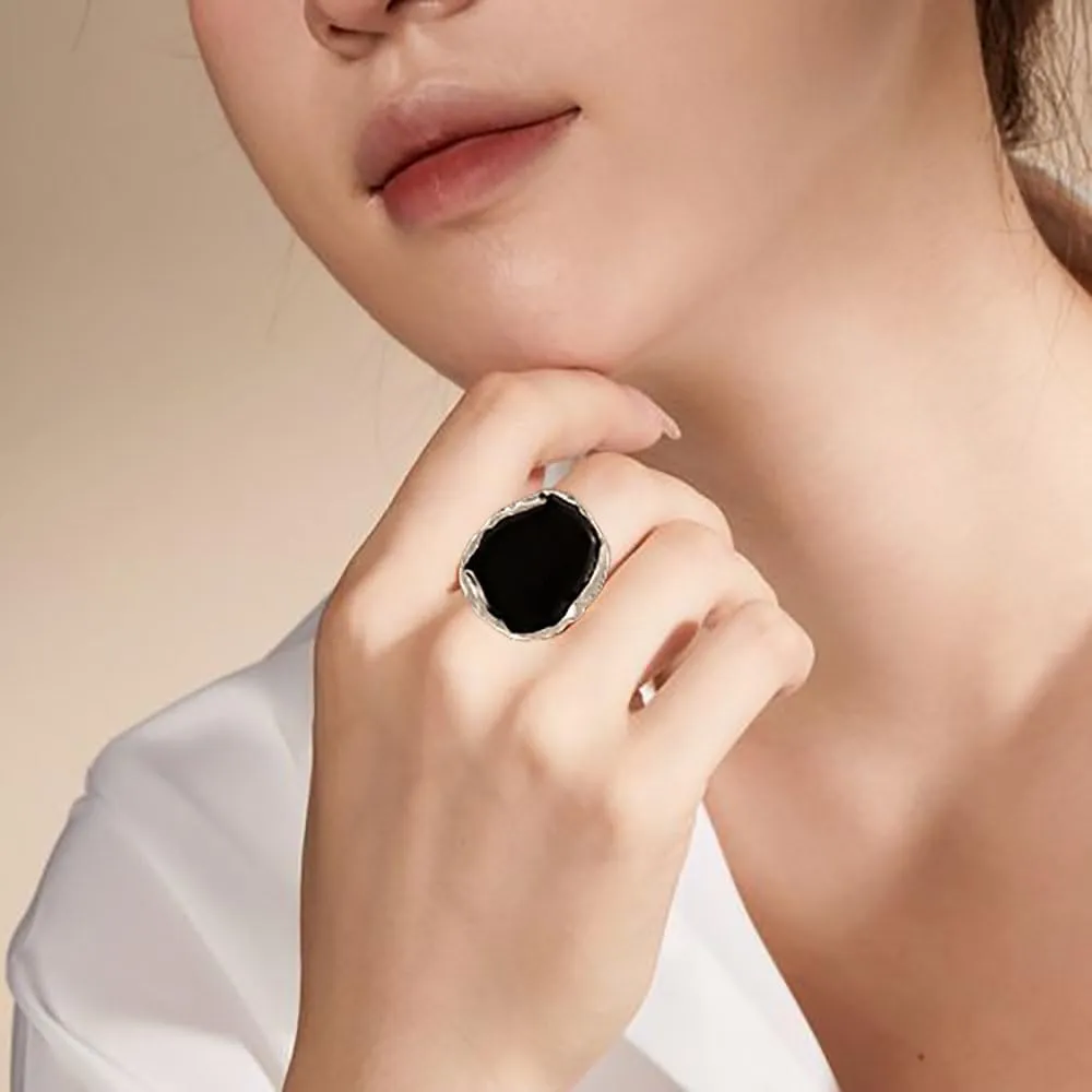 Statement Rings For Women Chunky Gold Ring Unique Cocktail Rings Vintage Big Black Drip Ring Fashion Punk Jewelry For Women