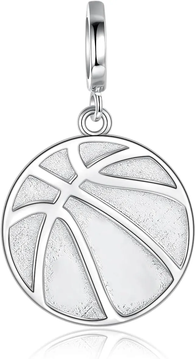 Sterling Silver Sport Ball Charms for Bracelet or Necklace: Football Basketball Tennis Baseball Sport Ball Dangle Pendant Bead Charms for Bracelet Necklace Birthday Mothers Day Personalized Jewelry Gift for Women Sport Lovers Fans