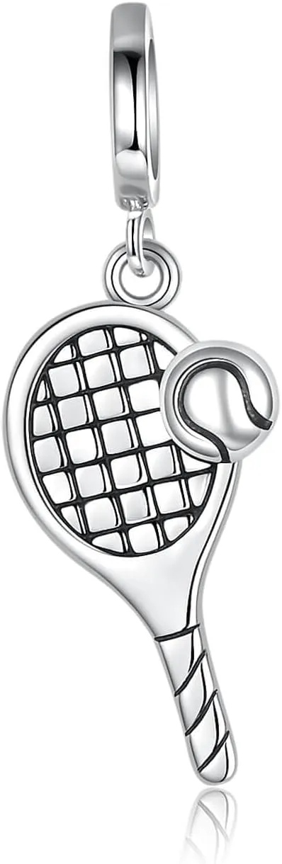 Sterling Silver Sport Ball Charms for Bracelet or Necklace: Football Basketball Tennis Baseball Sport Ball Dangle Pendant Bead Charms for Bracelet Necklace Birthday Mothers Day Personalized Jewelry Gift for Women Sport Lovers Fans