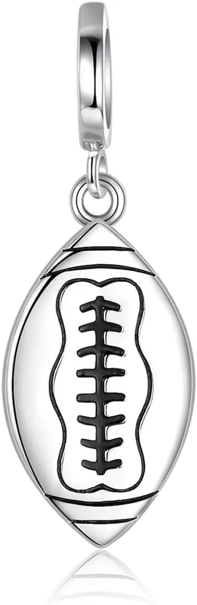 Sterling Silver Sport Ball Charms for Bracelet or Necklace: Football Basketball Tennis Baseball Sport Ball Dangle Pendant Bead Charms for Bracelet Necklace Birthday Mothers Day Personalized Jewelry Gift for Women Sport Lovers Fans