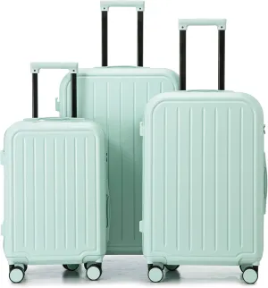 Stylish and Convenient 20/24/28 Inch Luggage Set with USB Port and Cup Holder, ABS Hard Shell, Mint Green