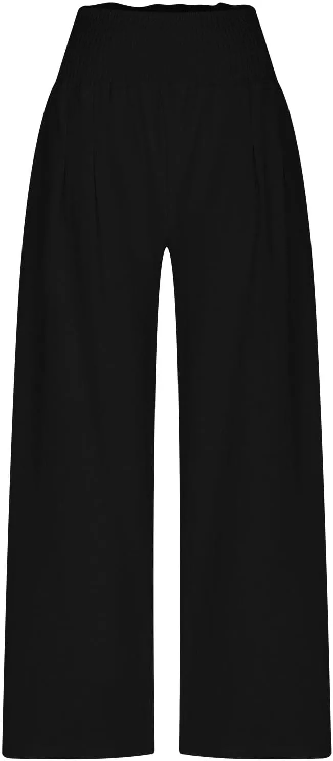 Summer Lounge Pants Women High Waisted Elastic Pants Wide Leg Casual Pants Fashion Pants for Trendy Loose Fit Pants