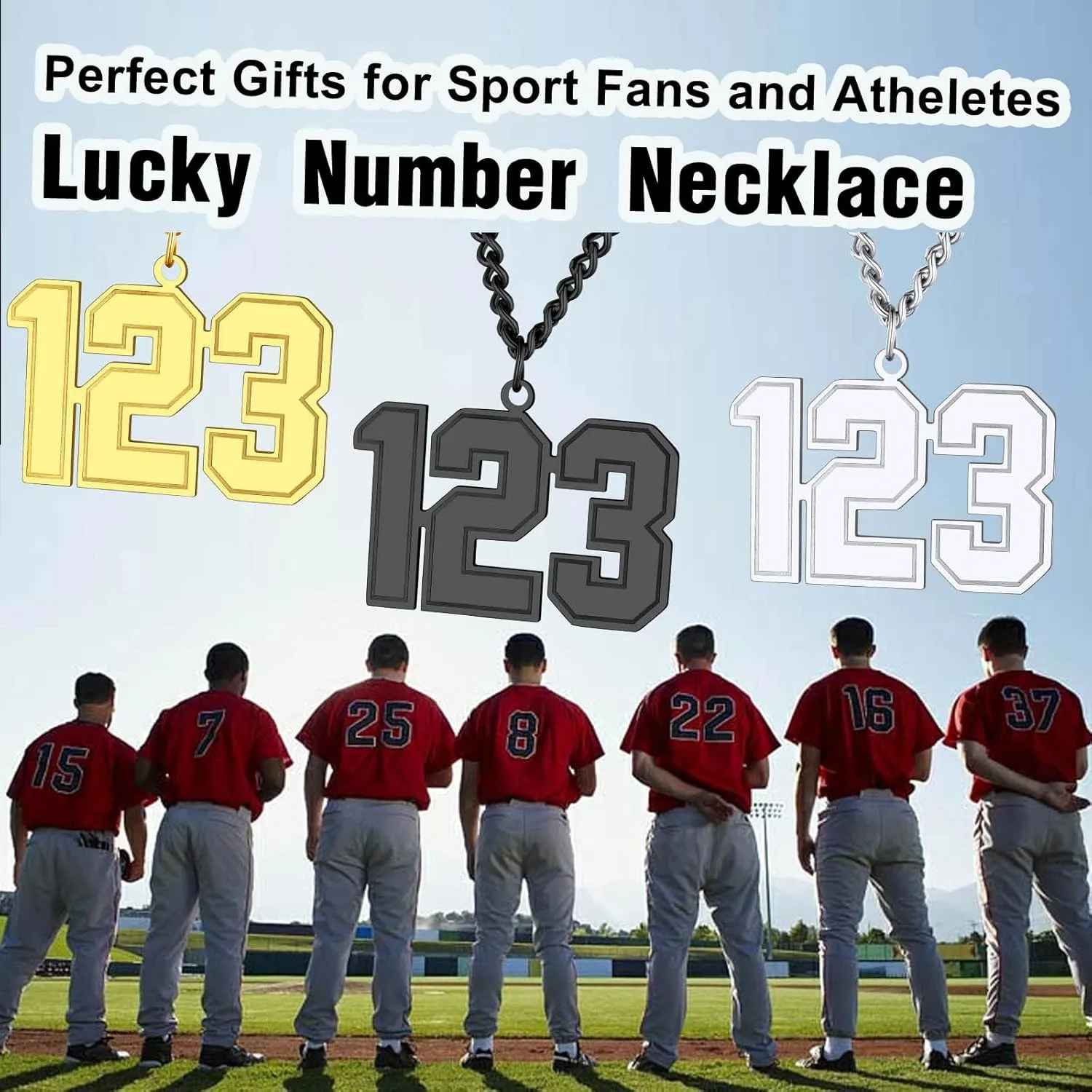 Supcare Men Inspiration Number Pendant with 22''  2'' Curb Chain,Stainless Steel/18K Gold Plated/Black (Gift Wrapped)