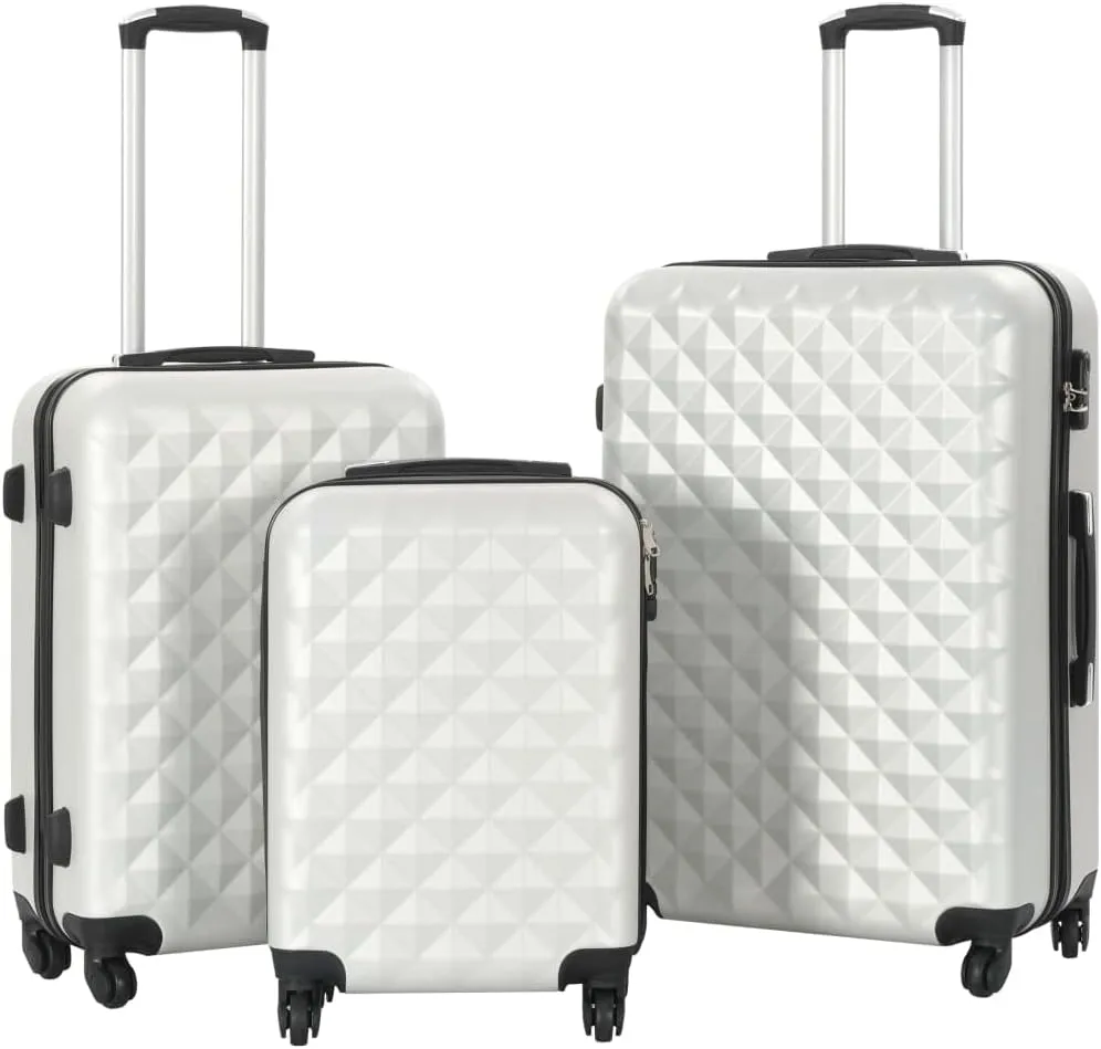 SVRCK Travel with Ease: 3-Piece Hardcase Trolley Set, Durable ABS with Internal Straps and 360-Degree Castors, Bright Silver