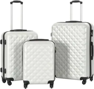 SVRCK Travel with Ease: 3-Piece Hardcase Trolley Set, Durable ABS with Internal Straps and 360-Degree Castors, Bright Silver