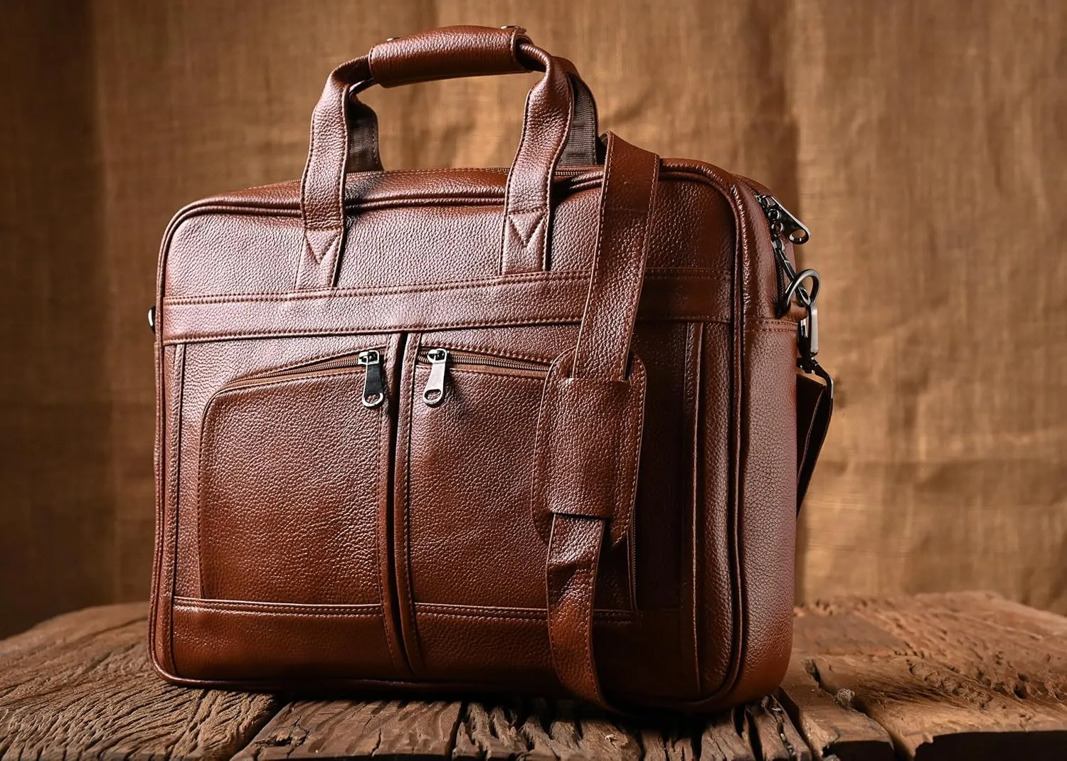 TAEMAN full grain large laptop bag for men office leather briefcase fits 17 inch computer