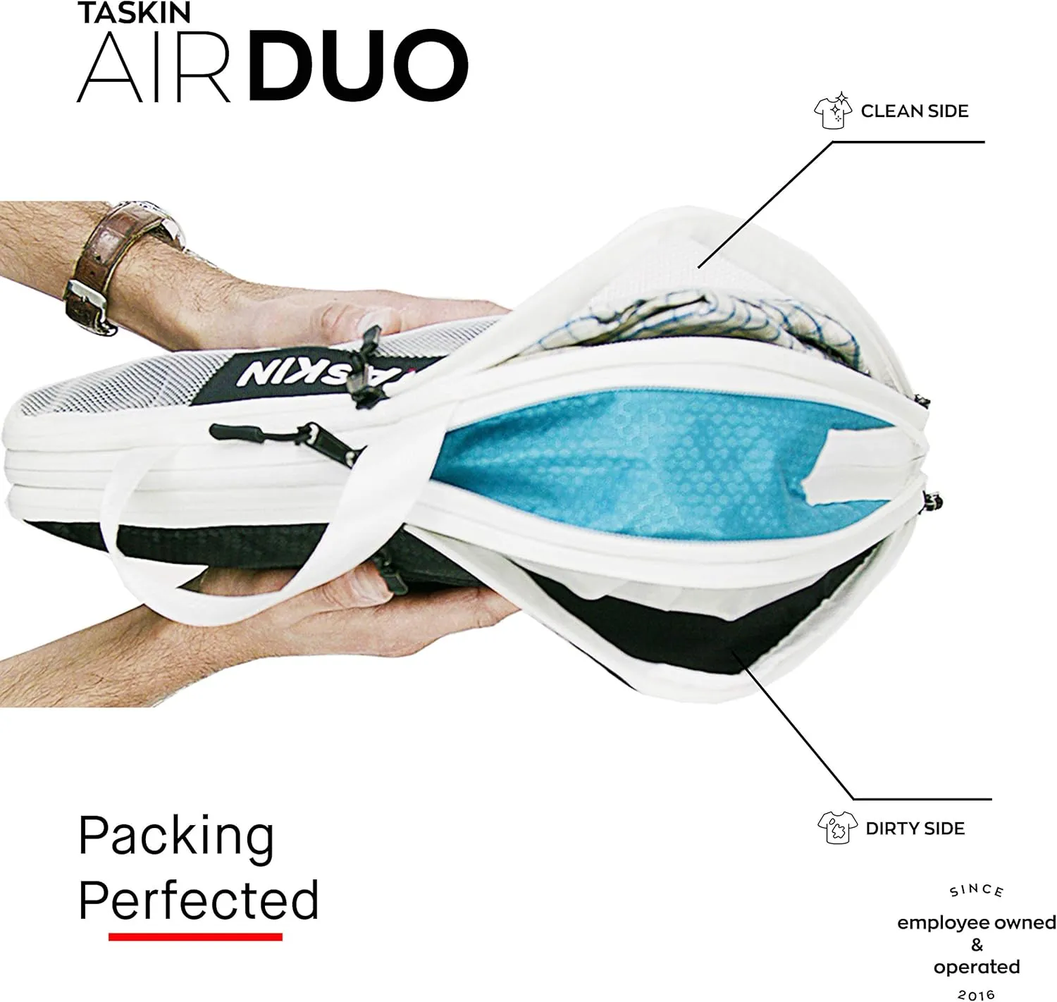 Taskin Compression Packing Cubes | Separate Clean & Dirty Compartments w/Flexible Separator | YKK Zippers | | Set of 2 (2XL)