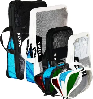 Taskin Compression Packing Cubes | Separate Clean & Dirty Compartments w/Flexible Separator | YKK Zippers | Set of 6 (2XL   2L   2M)