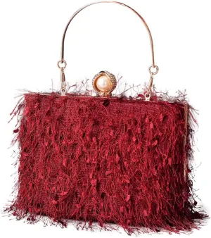 Tassel Evening Bag for Women Rhinestone Clutch Bag Beaded Handbag Bridal Wedding Purse Shoulder Bag