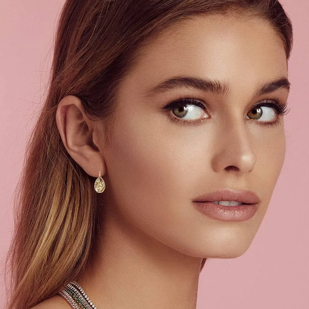 Teardrop Austrian Crystal Leverback Drop Earrings for Women 14K Rose Gold Plated Hypoallergenic Jewelry