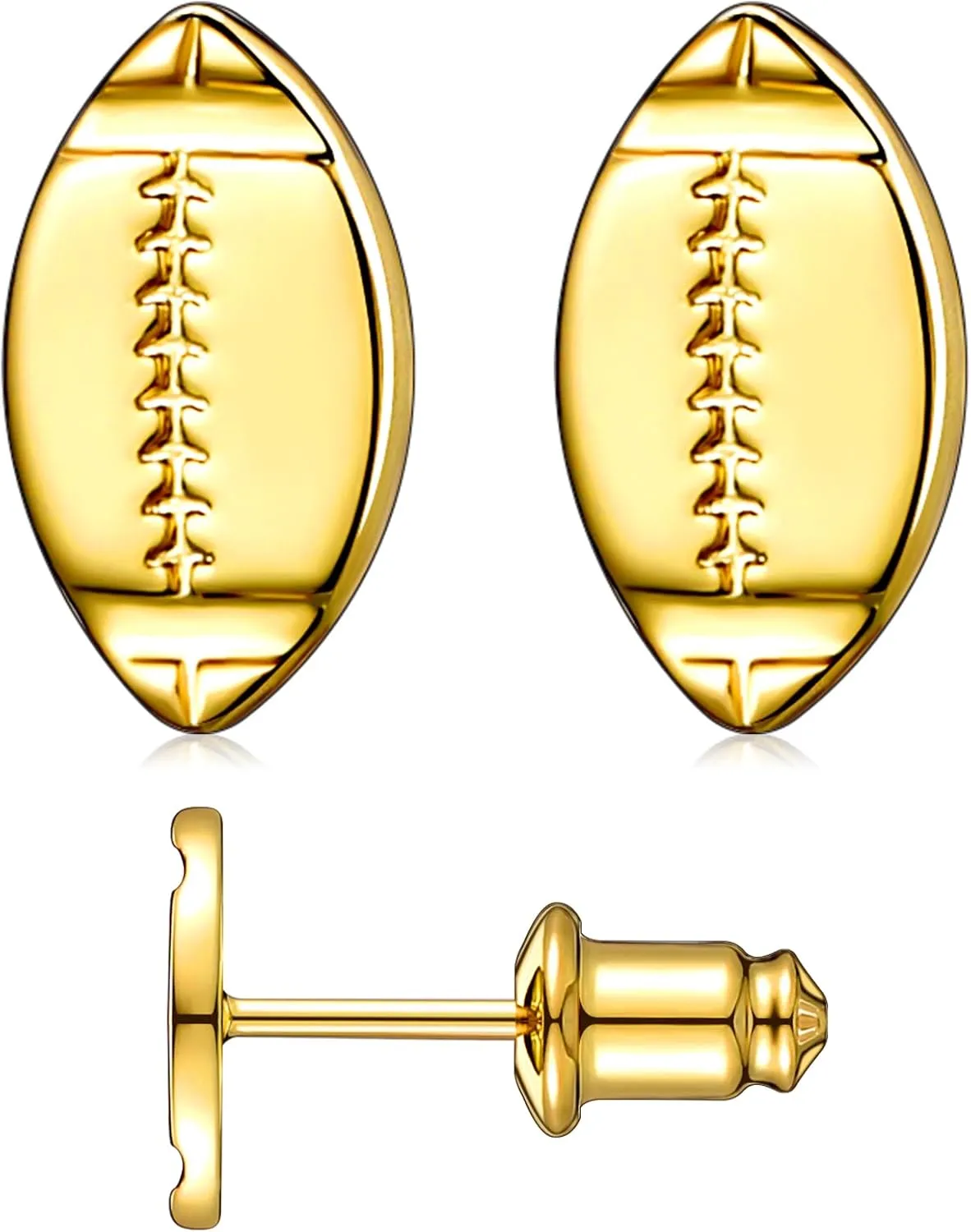 Tondiamo 1 Pair Sports Ball Studs 1.5 g Gold Plated Copper Football Baseball Earrings Stud for Women Fan with Gift Box