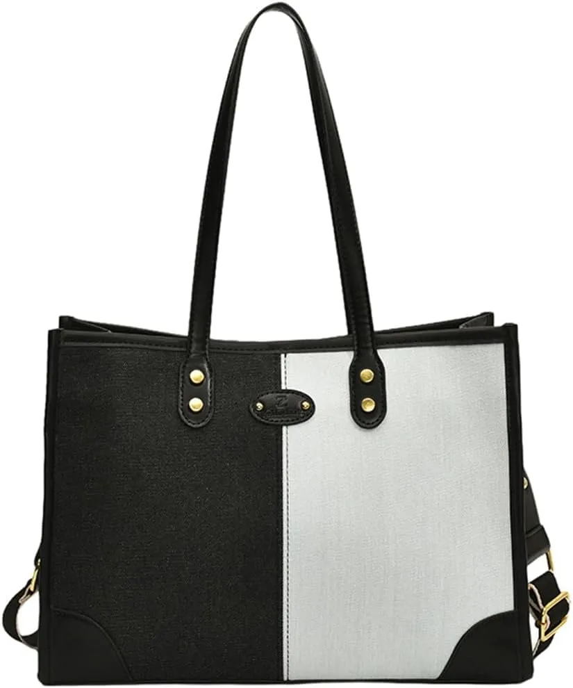 Tote Bag for Women Denim Leather Shoulder Bag Trendy Hobo Crossbody Bags Large Top Handle Handbag Purse