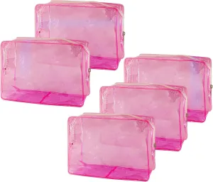 Travel Accessories Cosmetic Pouch Bag Makeup Bag Transparent Custom Clear Pvc,PVC for Woman Fashion Zipper Letter (B028-100-34Light Pink)