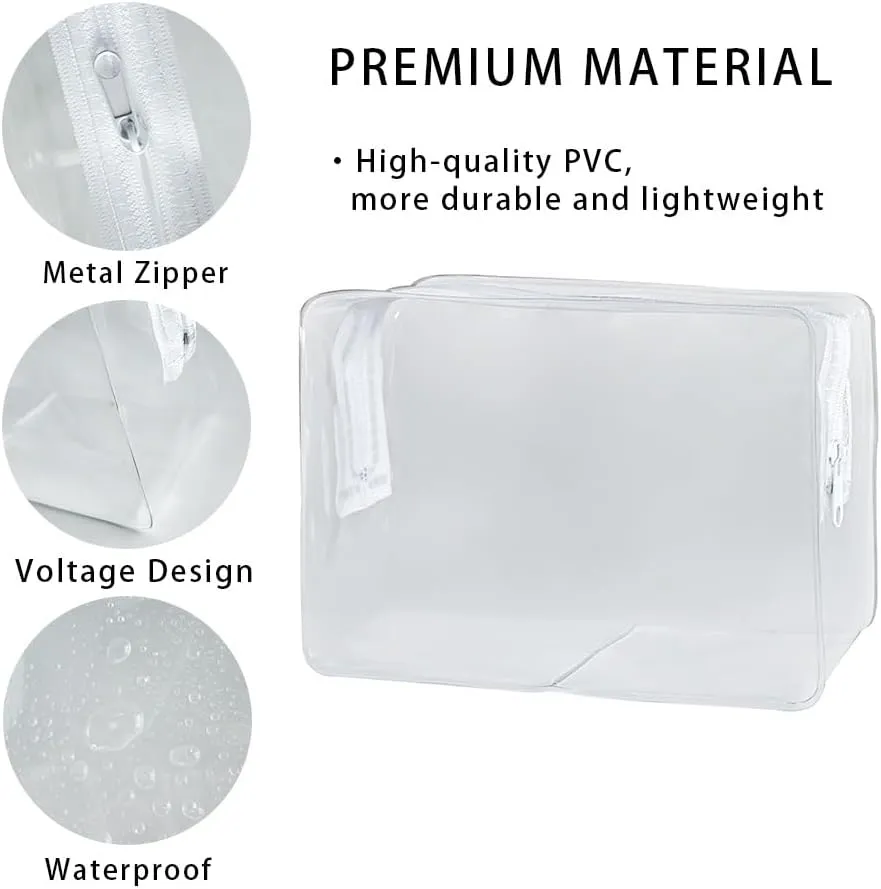 Travel Accessories Cosmetic Pouch Bag Makeup Bag Transparent Custom Clear Pvc,PVC for Woman Fashion Zipper Letter (baby blue)