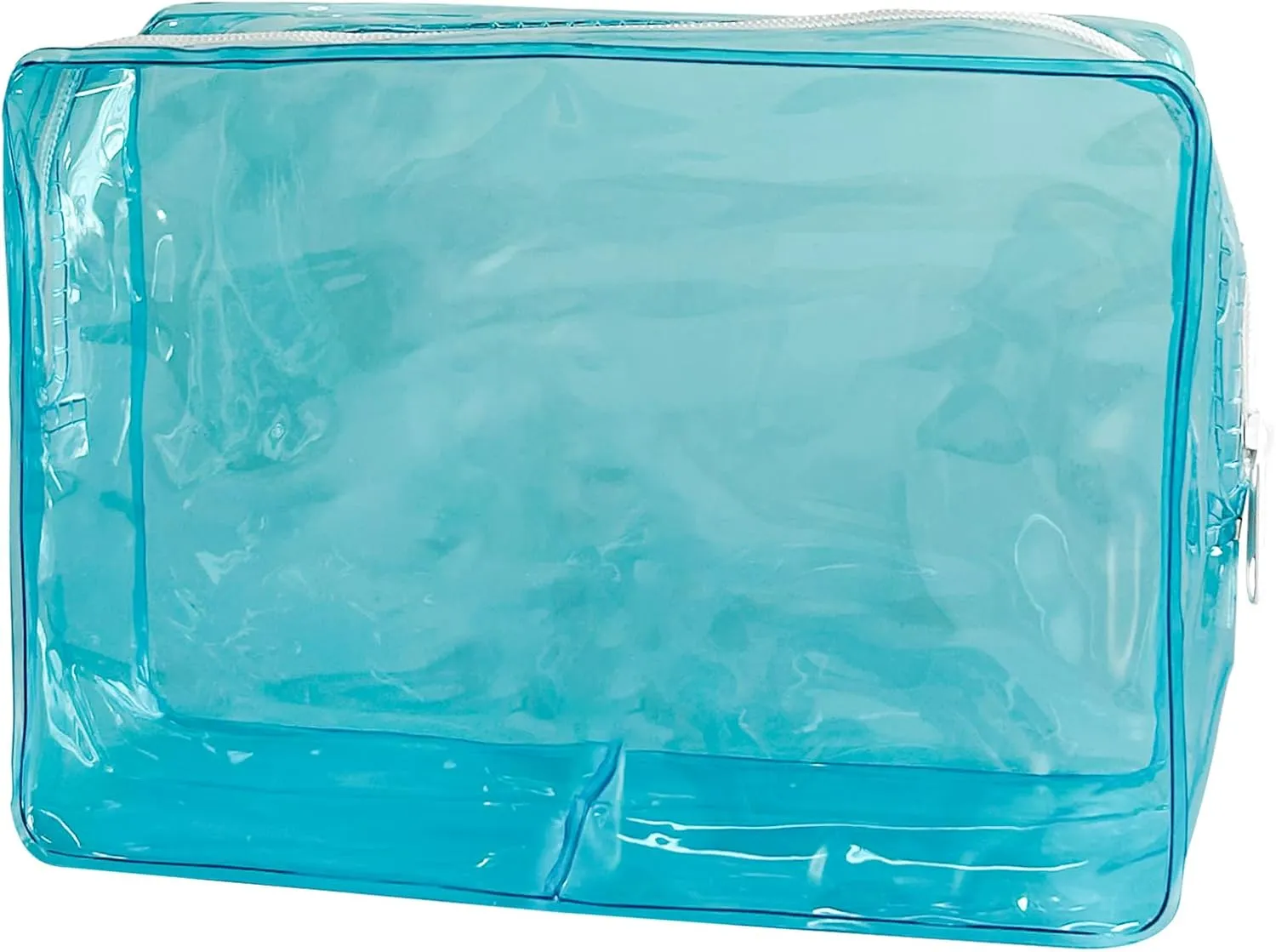 Travel Accessories Cosmetic Pouch Bag Makeup Bag Transparent Custom Clear Pvc,PVC for Woman Fashion Zipper Letter (baby blue)