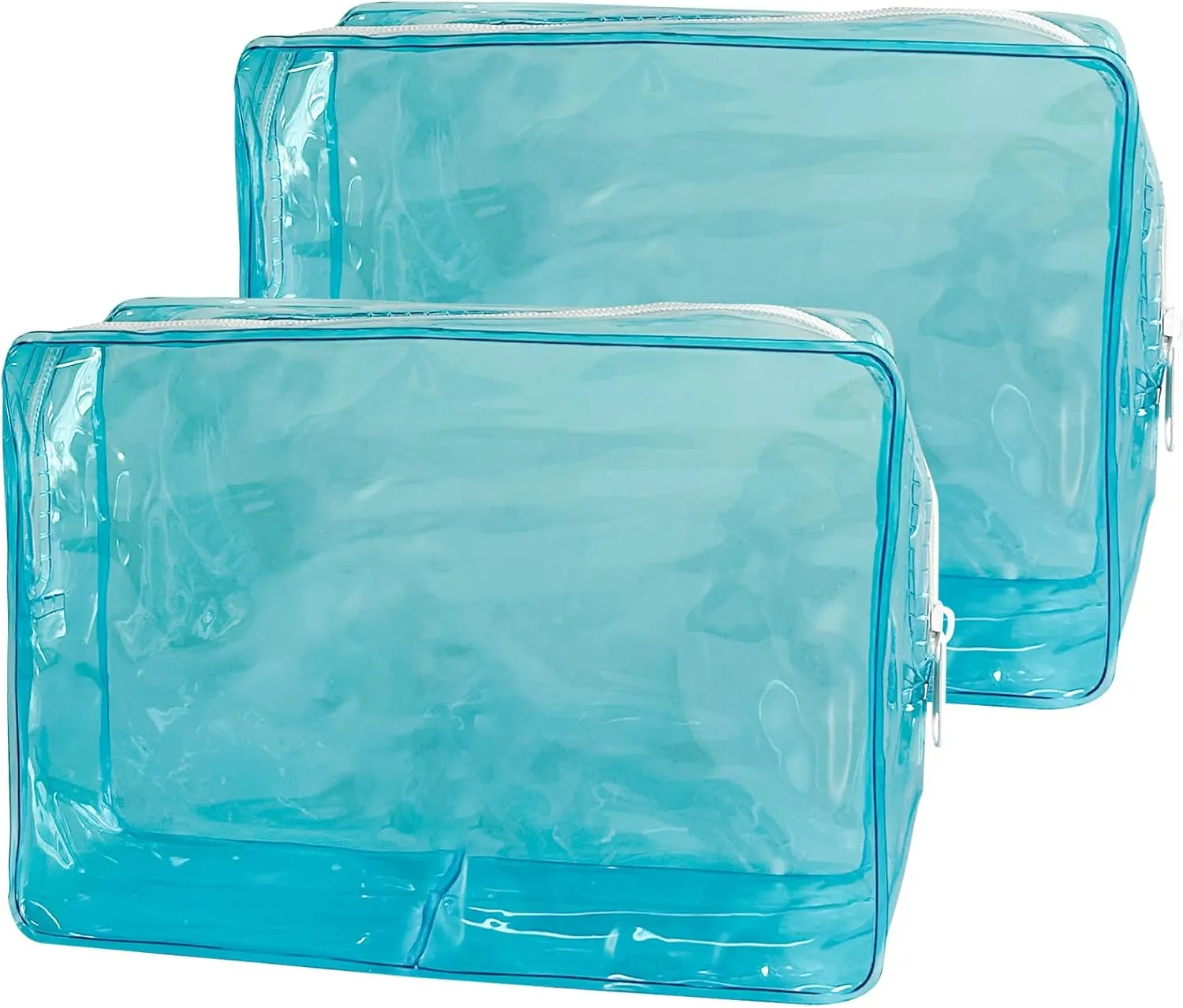 Travel Accessories Cosmetic Pouch Bag Makeup Bag Transparent Custom Clear Pvc,PVC for Woman Fashion Zipper Letter (baby blue)