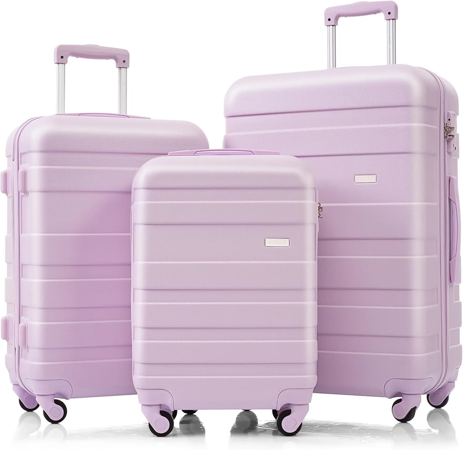 Travel Light with Durable Hardshell Luggage Set, 3-Piece Spinner Suitcase with Secure Lock, Purple