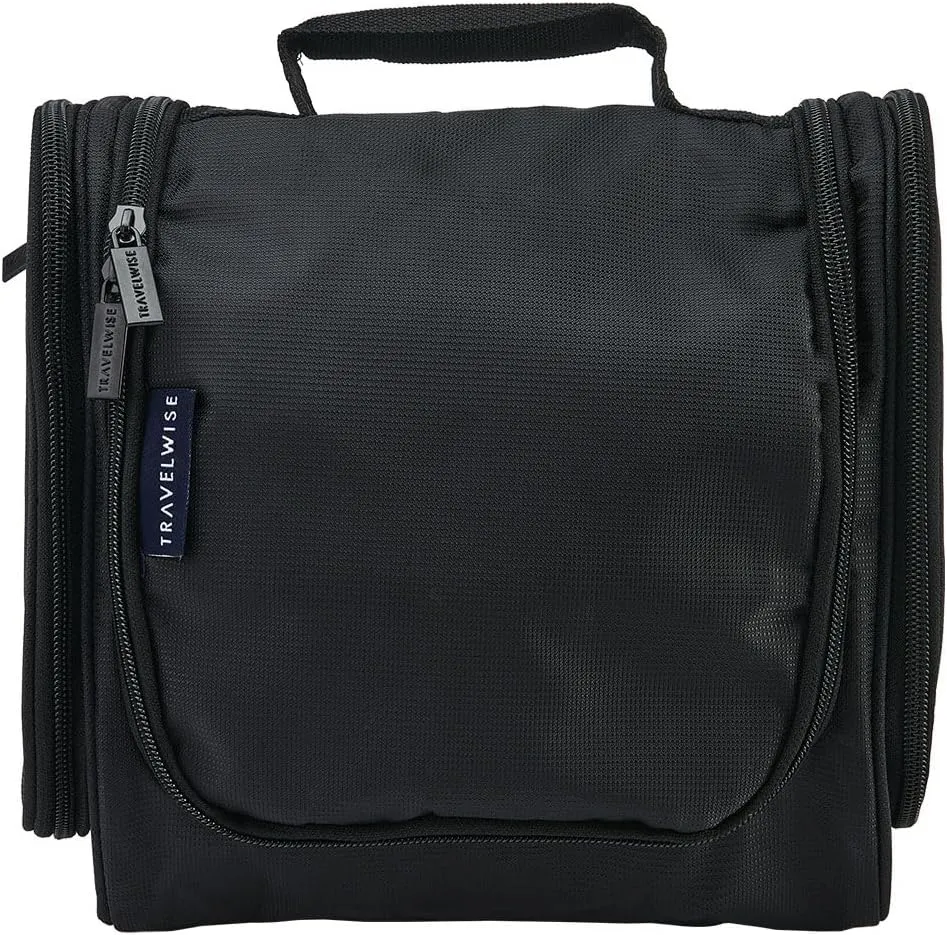 TravelWise Hanging Toiletry Bag, Travel Toiletry Organizer, Black