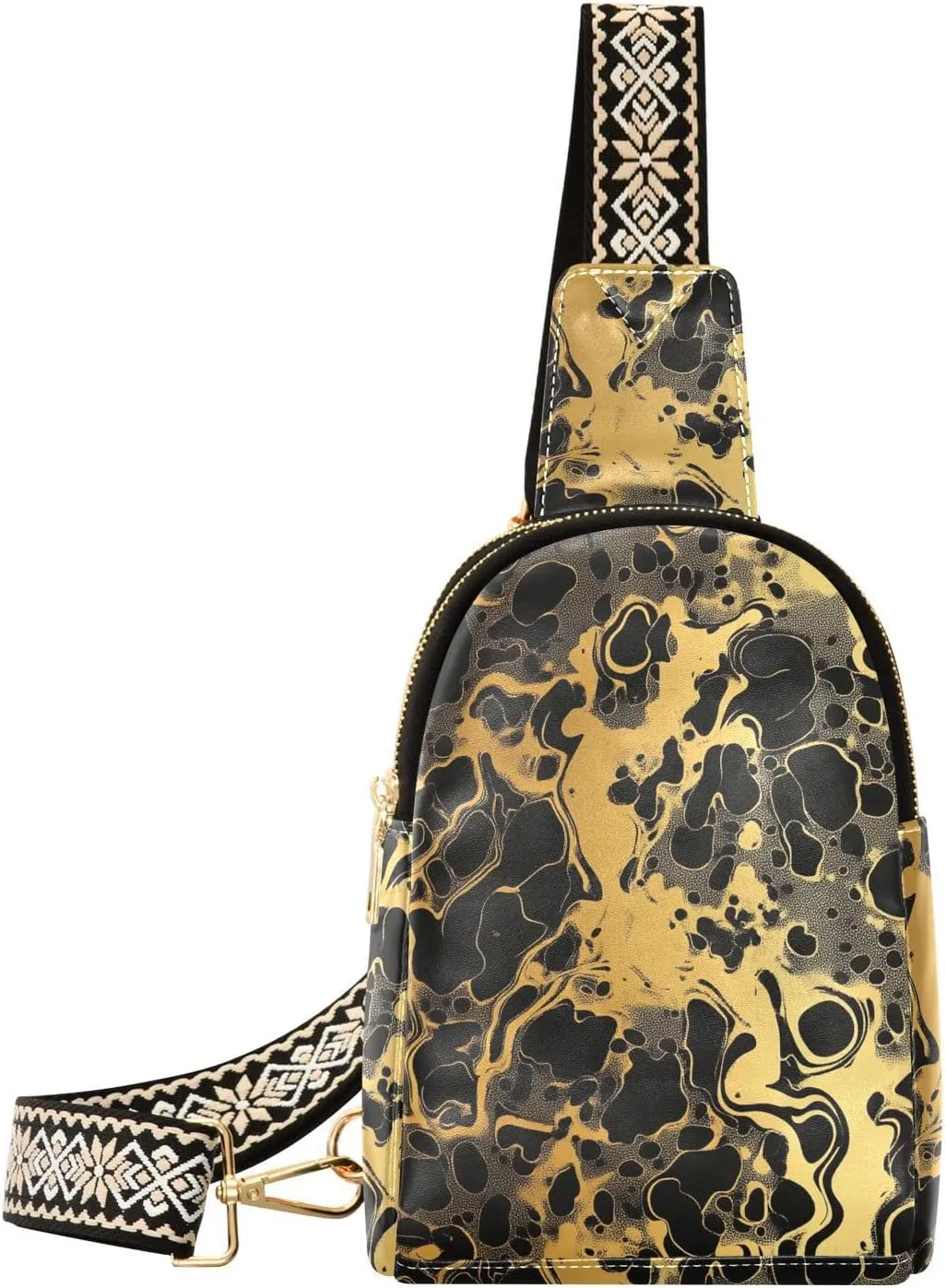 trendy Camouflage Gold leather fanny pack sturdy leather fanny pack crossbody for day pack