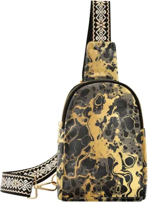 trendy Camouflage Gold leather fanny pack sturdy leather fanny pack crossbody for day pack