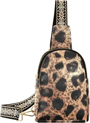 trendy Rose Gold Leopard Print crossbody bags sturdy leather fanny pack crossbody for hiking