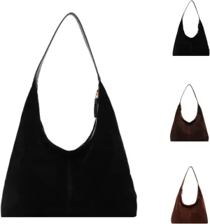 Trendy Suede Crescent Shoulder Bag Women Tote Bag Satchels Leather Hobo Bags Suede Purse Slouchy Tote Bag