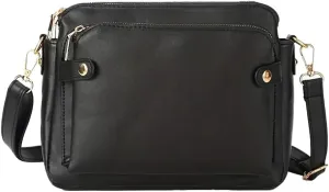 Triple Compartment Crossbody Bag with Built-In Wallet & Credit Card Slots, Multi-Functional PU Leather Purse for Women