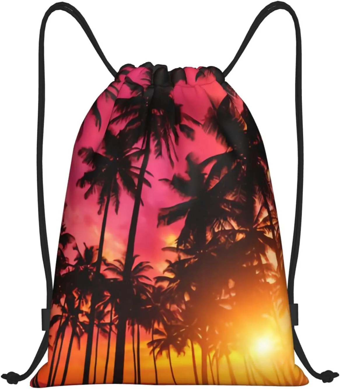 Tropical Hawaii Palm Tree Drawstring Backpack Bags Tote Bags for Shopping, Beach, Travel, Gym,Swimming,Yoga