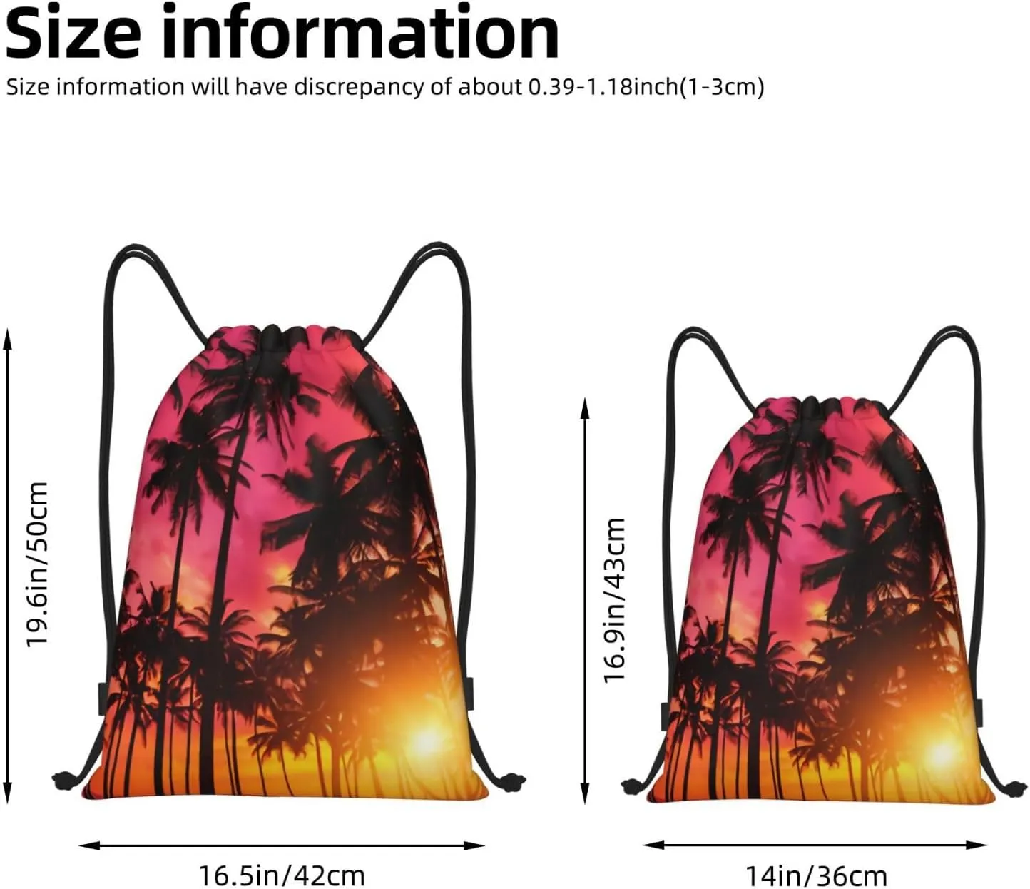Tropical Hawaii Palm Tree Drawstring Backpack Bags Tote Bags for Shopping, Beach, Travel, Gym,Swimming,Yoga