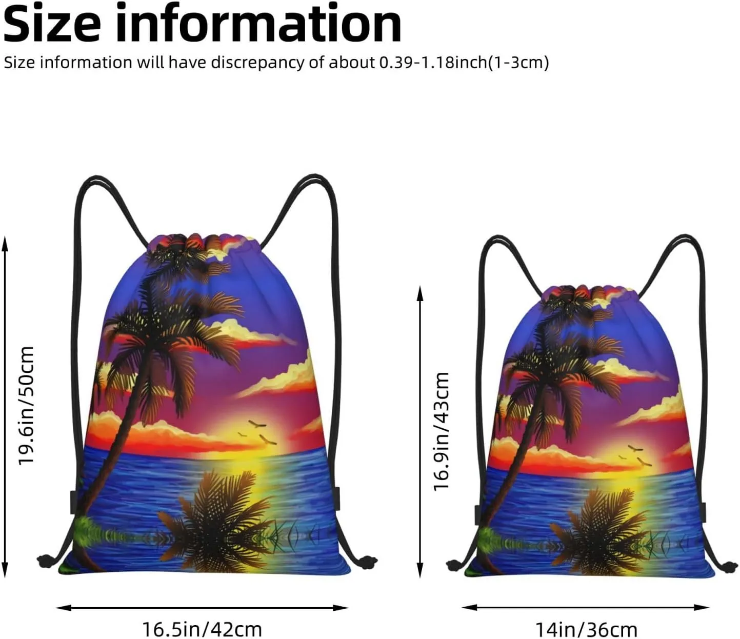 Tropical Hawaii Palm Tree Drawstring Backpack Bags Tote Bags for Shopping, Beach, Travel, Gym,Swimming,Yoga