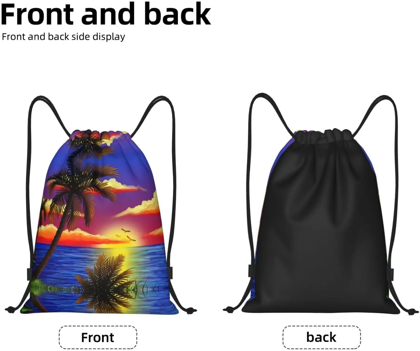 Tropical Hawaii Palm Tree Drawstring Backpack Bags Tote Bags for Shopping, Beach, Travel, Gym,Swimming,Yoga