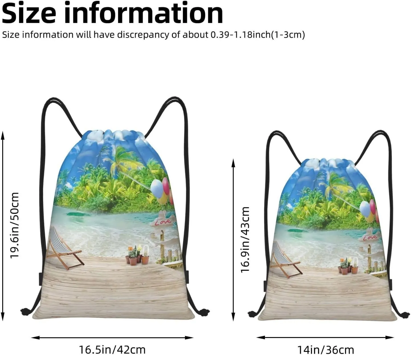 Tropical Hawaii Palm Tree Drawstring Backpack Bags Tote Bags for Shopping, Beach, Travel, Gym,Swimming,Yoga