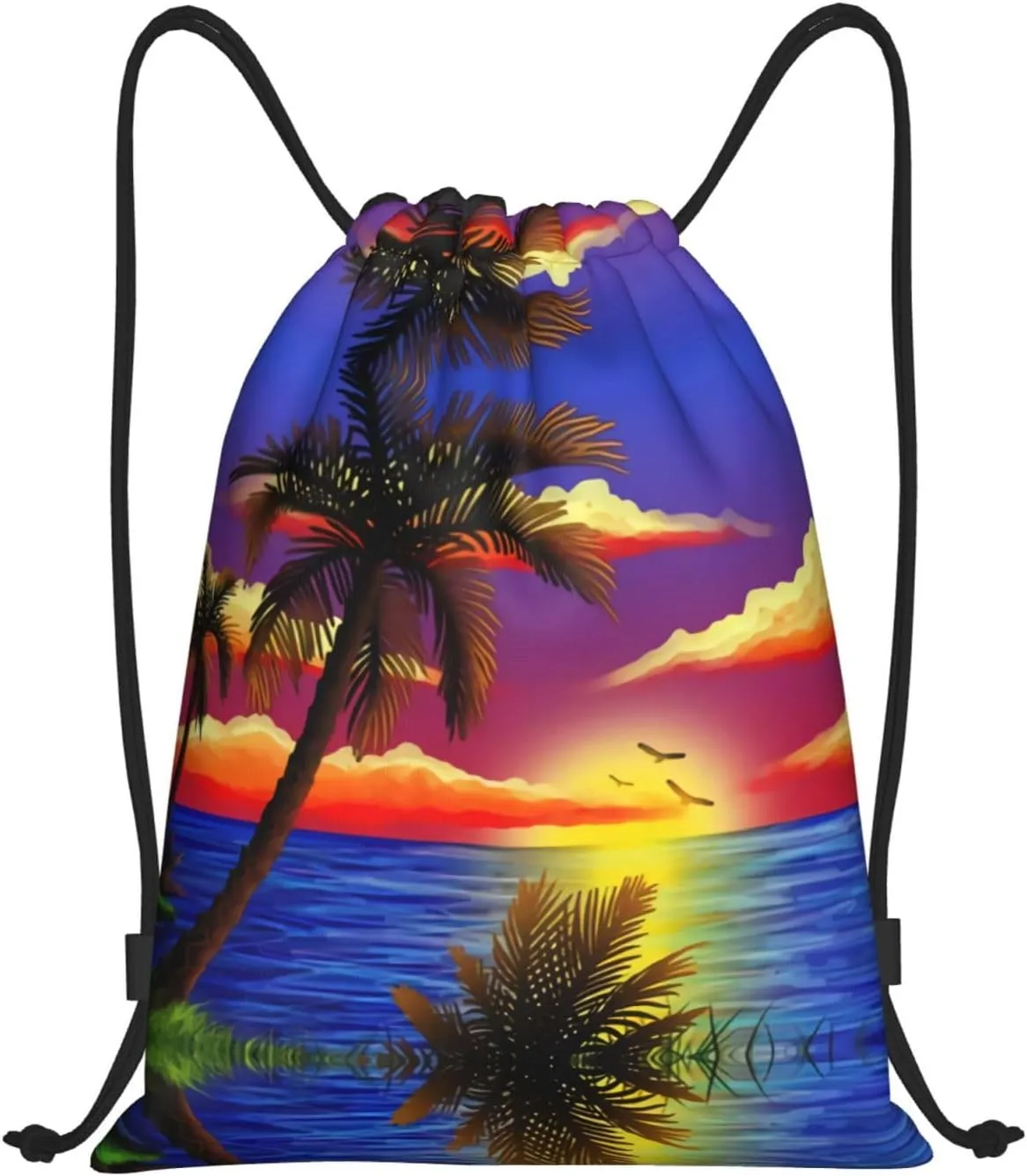 Tropical Hawaii Palm Tree Drawstring Backpack Bags Tote Bags for Shopping, Beach, Travel, Gym,Swimming,Yoga