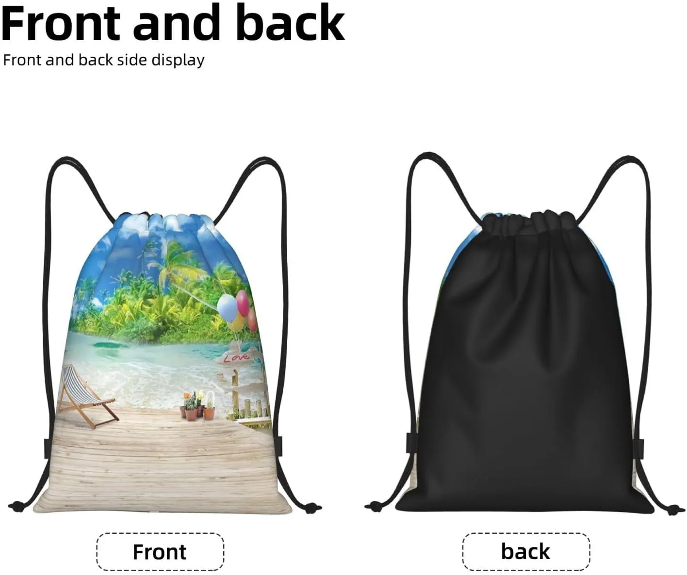 Tropical Hawaii Palm Tree Drawstring Backpack Bags Tote Bags for Shopping, Beach, Travel, Gym,Swimming,Yoga