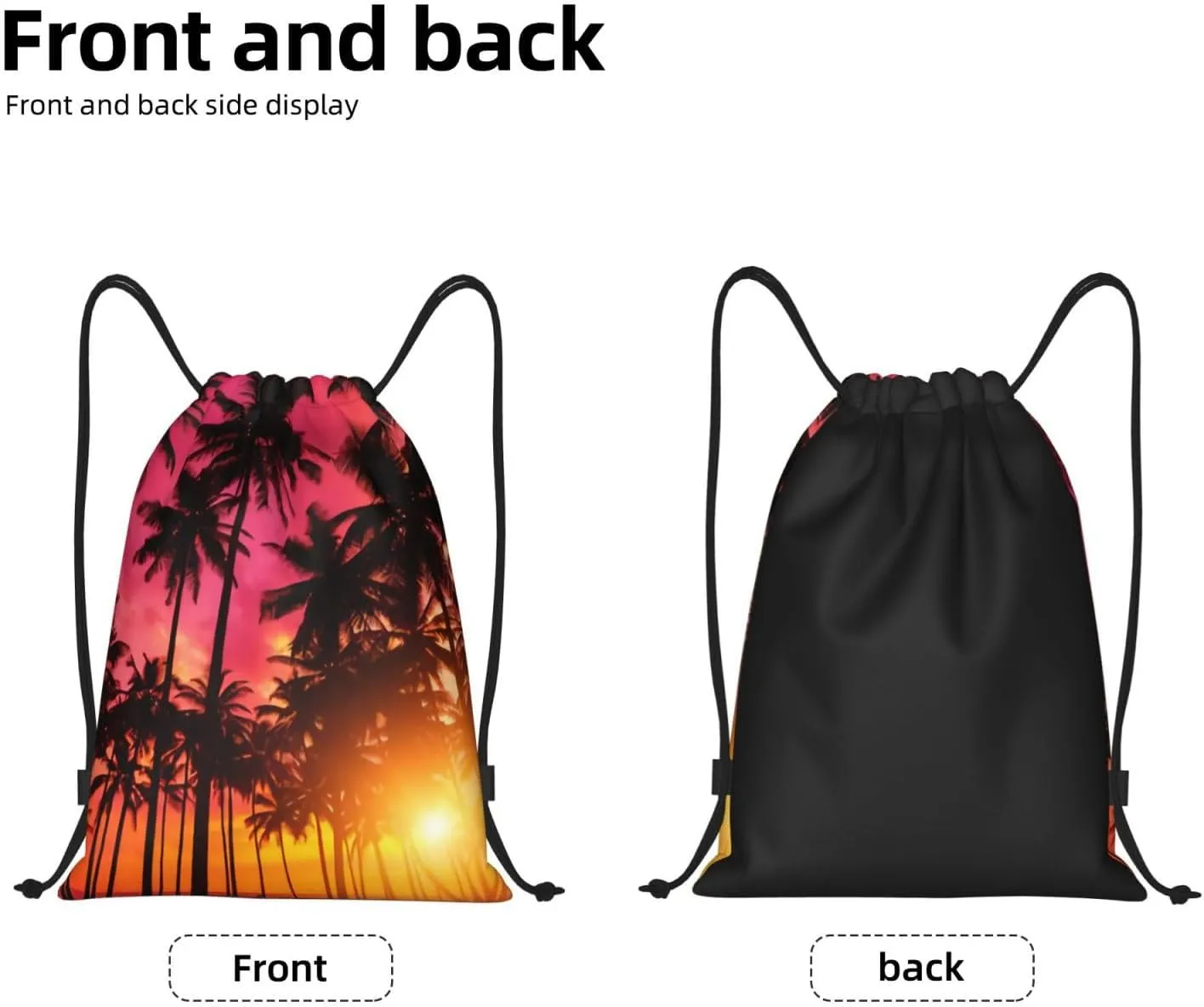 Tropical Hawaii Palm Tree Drawstring Backpack Bags Tote Bags for Shopping, Beach, Travel, Gym,Swimming,Yoga