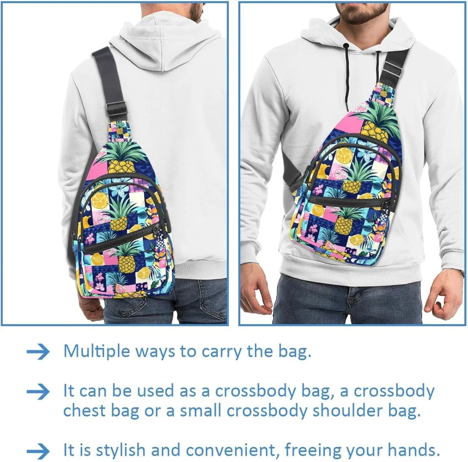 Tropical patchwork seamless pattern 2 Chest Daypack Crossbody Backpack for Women Men