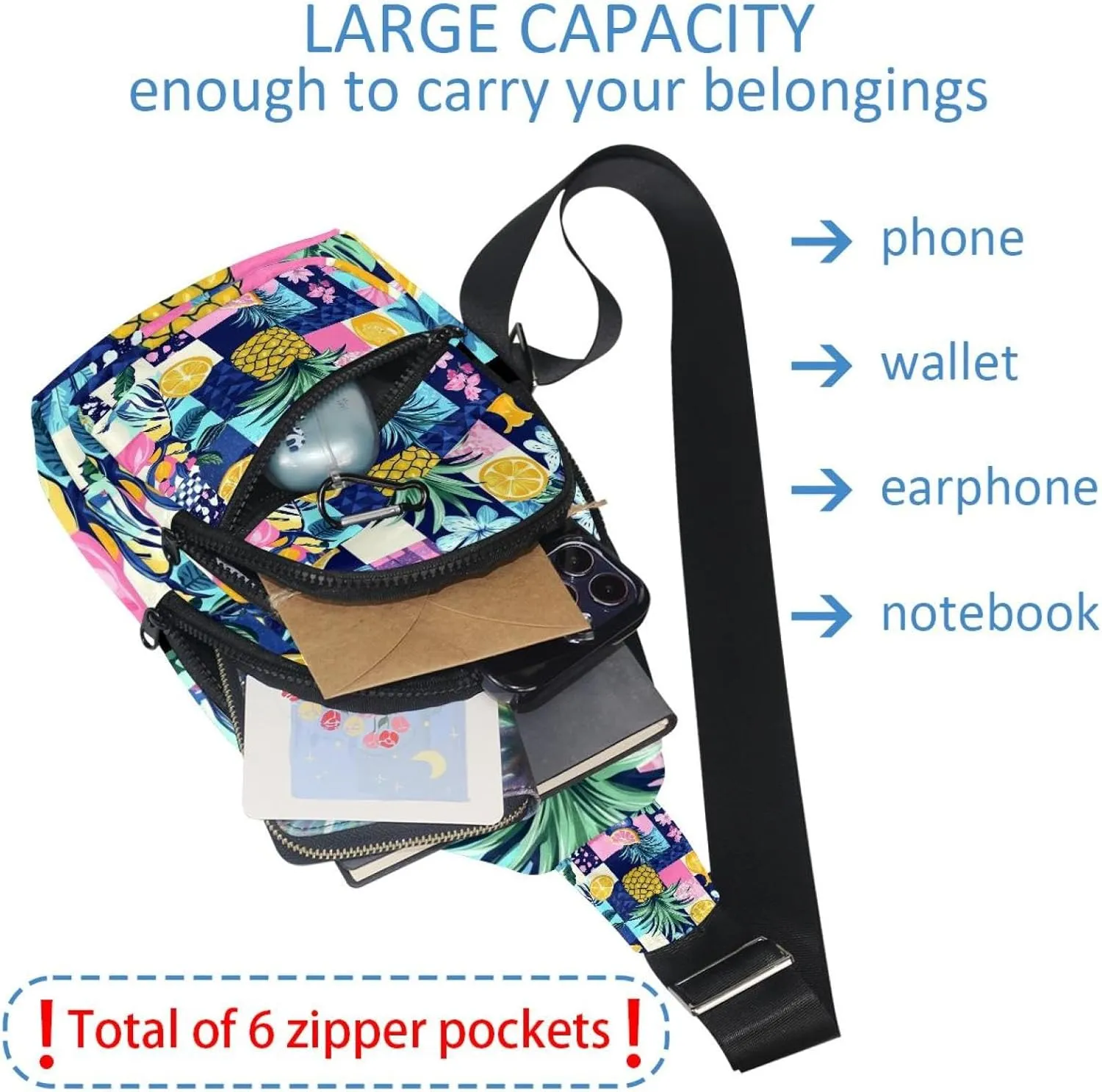 Tropical patchwork seamless pattern 2 Chest Daypack Crossbody Backpack for Women Men