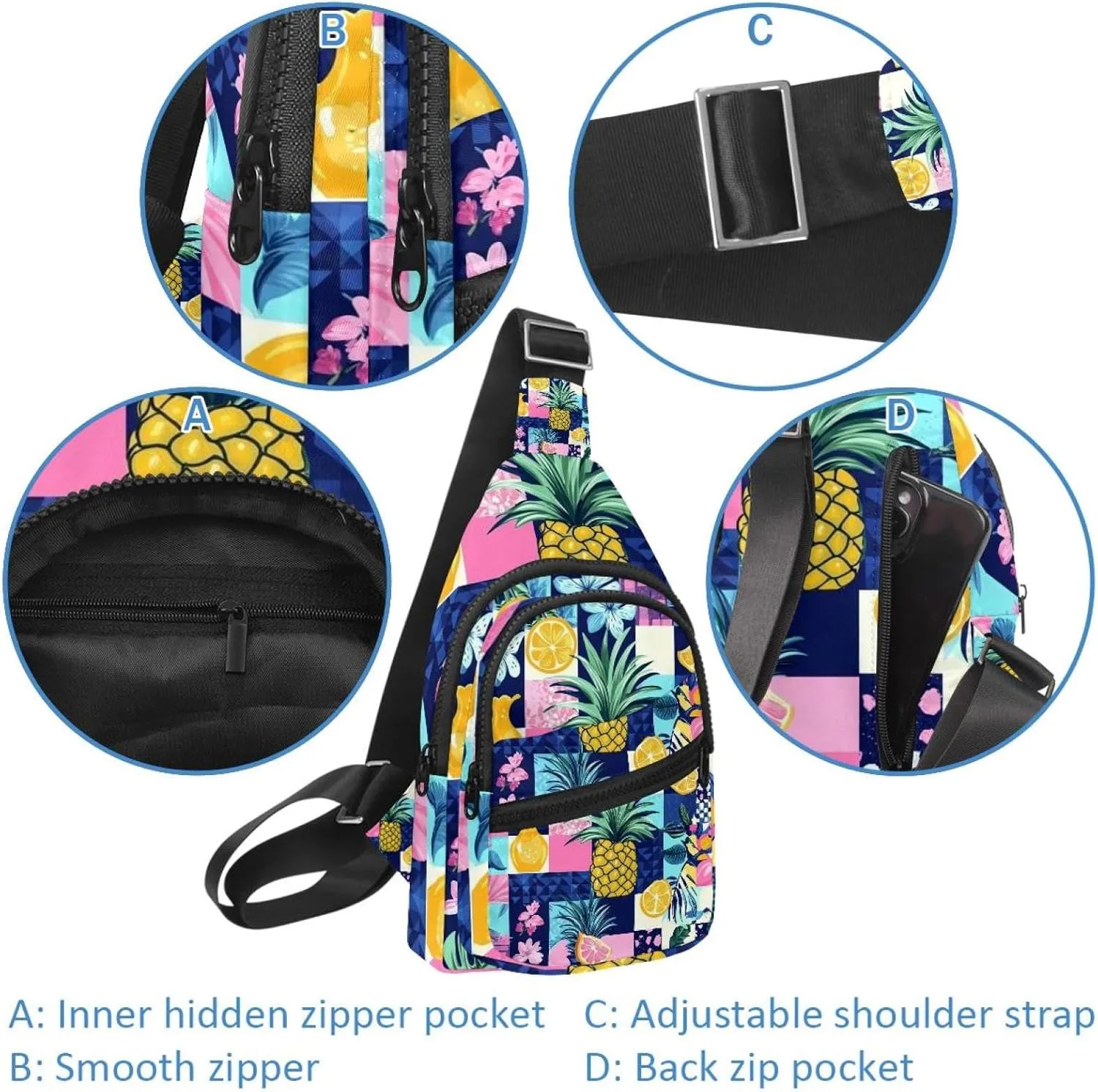 Tropical patchwork seamless pattern 2 Chest Daypack Crossbody Backpack for Women Men