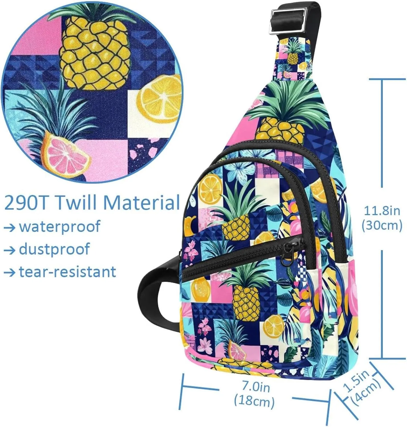 Tropical patchwork seamless pattern 2 Chest Daypack Crossbody Backpack for Women Men