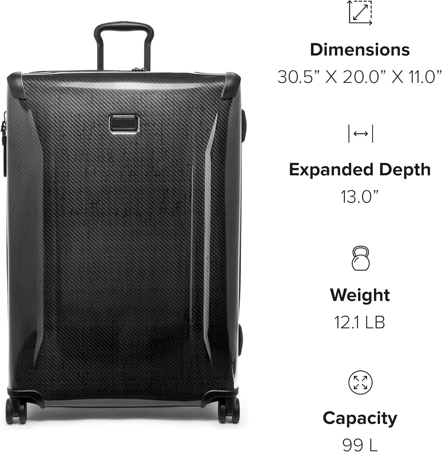 TUMI - Tegra-Lite 4 Wheel Luggage - Highly Durable Suitcase, Flexible Shell, Sleek and Lightweight Men's and Women's Expandable Rolling Bag - Extended Trip, Black Graphite
