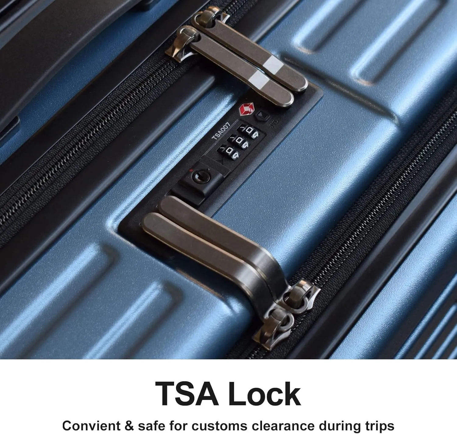 TydeCkare 20 Inch Carrry On Luggage with Front Zipper Pocket, 45L, Lightweight ABS PC Hardshell Suitcase with TSA Lock & Spinner Silent Wheels, Convenient for Business Trips, Ice Blue