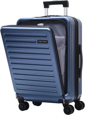 TydeCkare 20 Inch Carrry On Luggage with Front Zipper Pocket, 45L, Lightweight ABS PC Hardshell Suitcase with TSA Lock & Spinner Silent Wheels, Convenient for Business Trips, Ice Blue
