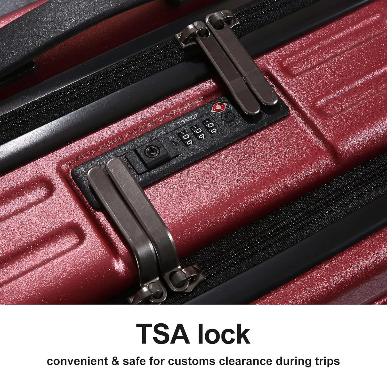 TydeCkare 20 Inch Carry On Luggage with Front Zipper Pocket, 45L, Lightweight ABS PC Hardshell Suitcase with TSA Lock & Spinner Silent Wheels, Convenient for Business Trips, Wine Red