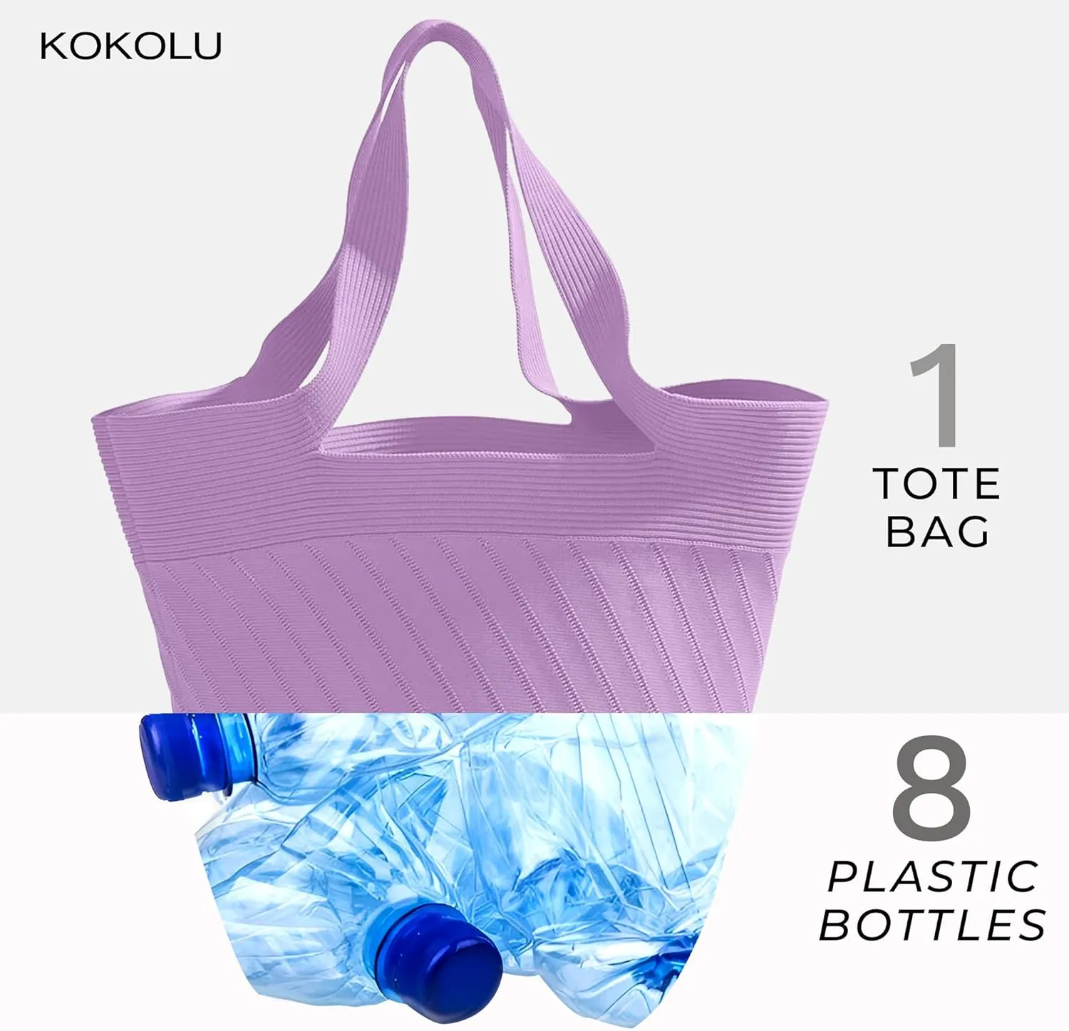 Ultra Lightweight Tote Bag For Women (18.7 x 8.5) - Upcycled Flexible Machine Washable Shopping Tote Bag For Women