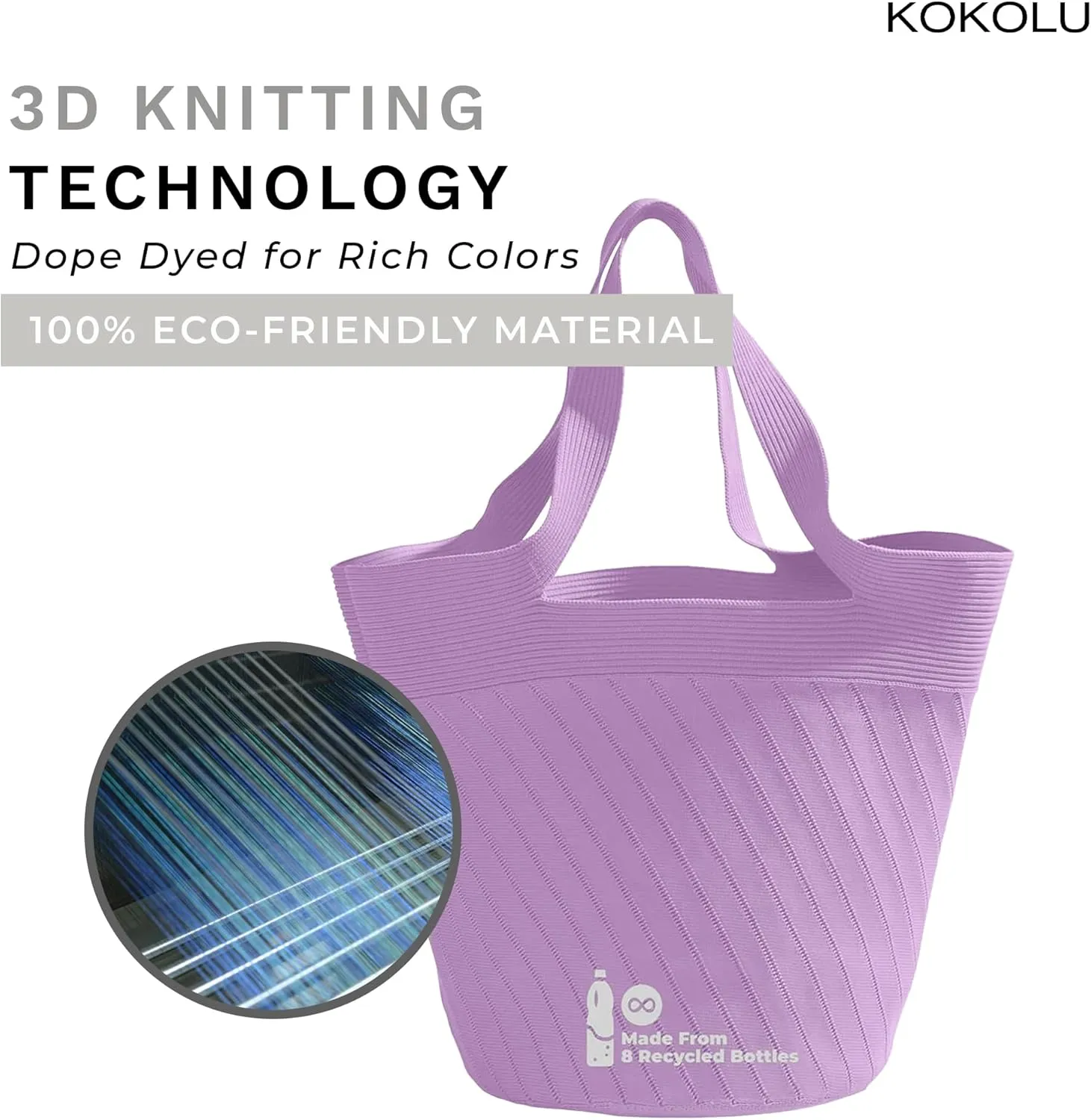 Ultra Lightweight Tote Bag For Women (18.7 x 8.5) - Upcycled Flexible Machine Washable Shopping Tote Bag For Women