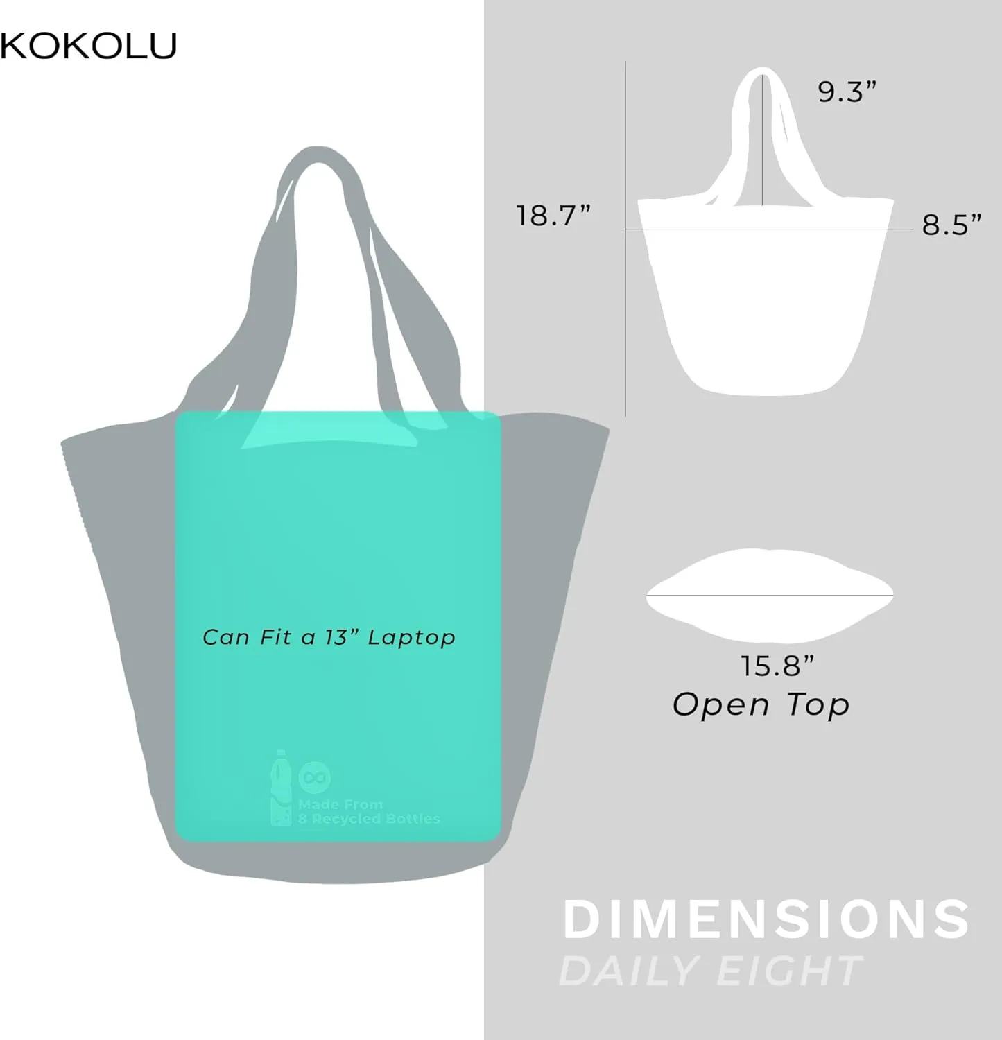 Ultra Lightweight Tote Bag For Women (18.7 x 8.5) - Upcycled Flexible Machine Washable Shopping Tote Bag For Women