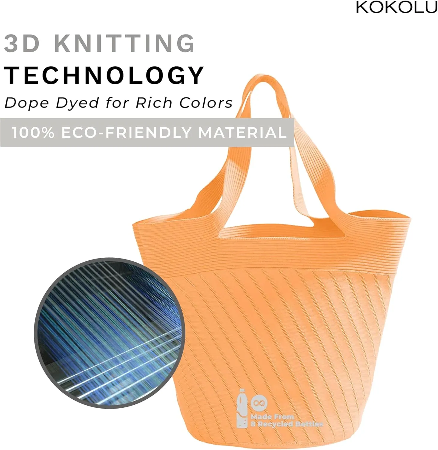 Ultra Lightweight Tote Bag For Women (18.7 x 8.5) - Upcycled Flexible Machine Washable Shopping Tote Bag For Women