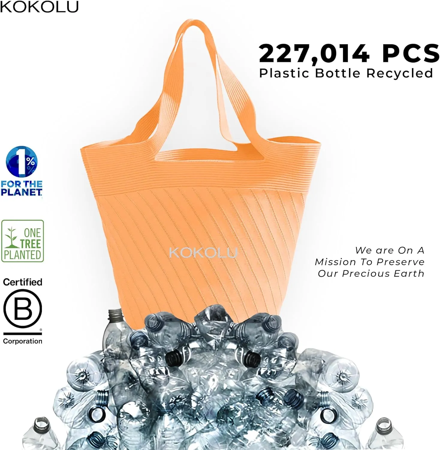 Ultra Lightweight Tote Bag For Women (18.7 x 8.5) - Upcycled Flexible Machine Washable Shopping Tote Bag For Women