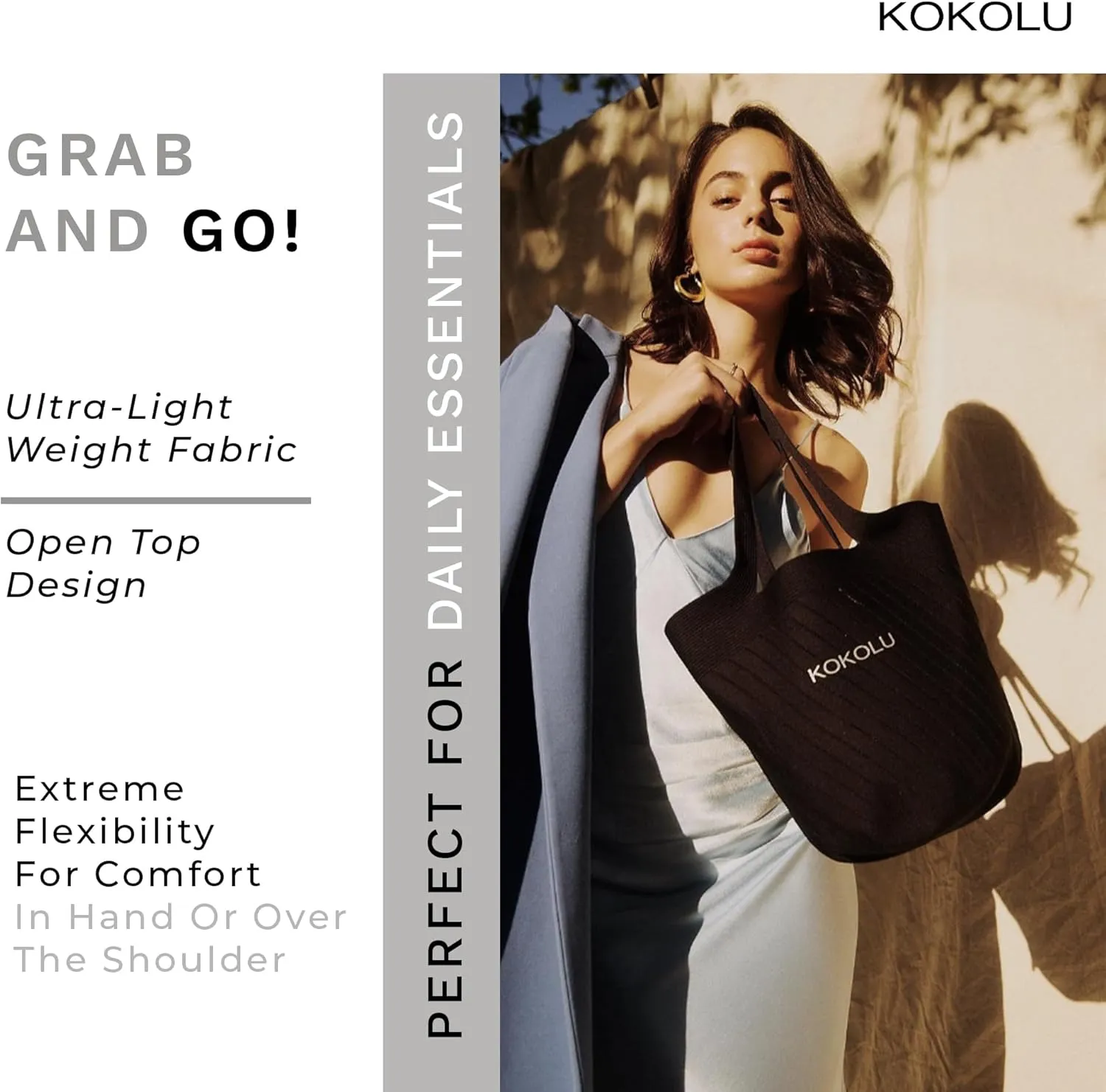 Ultra Lightweight Tote Bag For Women (18.7 x 8.5) - Upcycled Flexible Machine Washable Shopping Tote Bag For Women